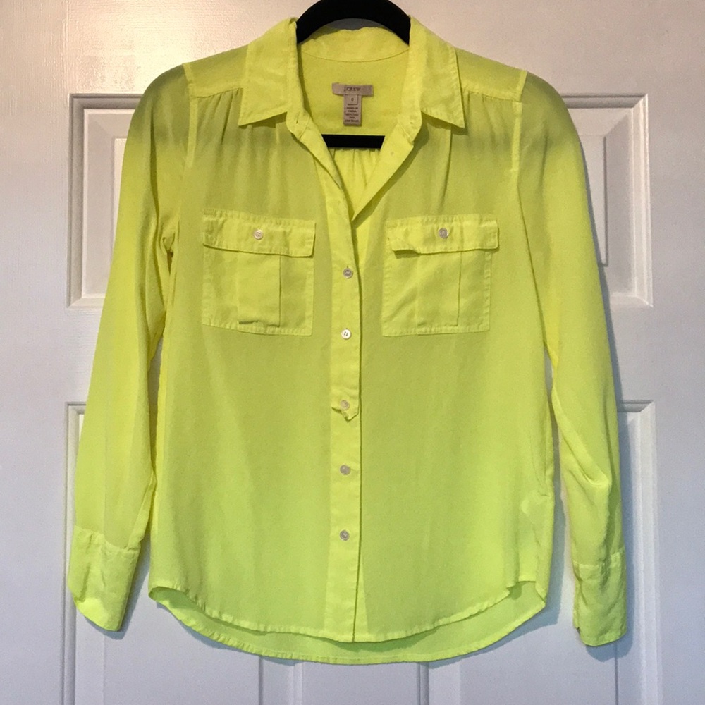 J. Crew silk blouse, yellow, size 0